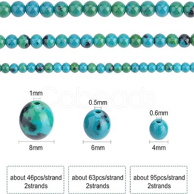 Olycraft 6 Strands 3 Style Synthetic Chrysocolla Beads Strands G-OC0002-78-1