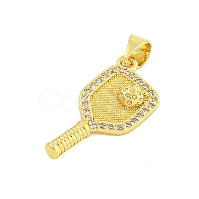 Rack Plating Brass Micro Pave Clear Cubic Zirconia Pendants KK-U021-08G-1