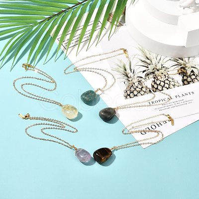 Natural Gemstone Pendants Necklaces for Teen Girl Women NJEW-JN03729-1