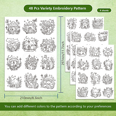 4 Sheets 11.6x8.2 Inch Stick and Stitch Embroidery Patterns DIY-WH0455-116-1