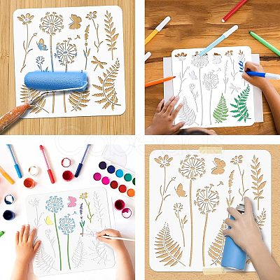 2Pcs 2 Styles PET Hollow Out Drawing Painting Stencils DIY-WH0416-0005-1