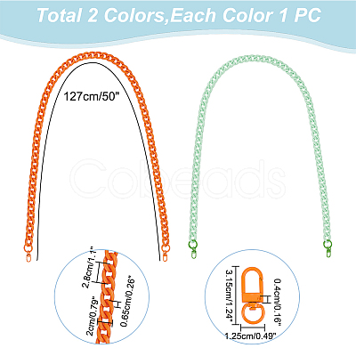 WADORN 2Pcs 2 Colors Acrylic Curban Chain Bag Straps FIND-WR0008-64-1