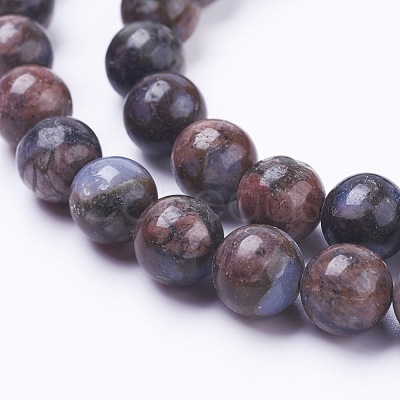 Natural Glaucophane Beads Strands G-F520-39-8mm-1