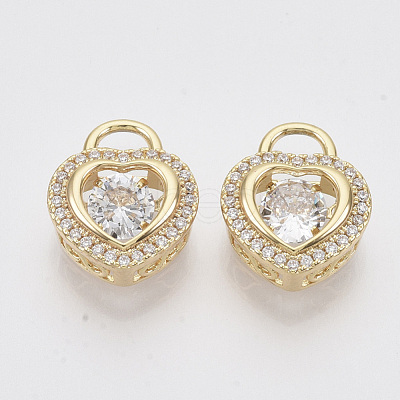 Brass Micro Pave Clear Cubic Zirconia Charms ZIRC-T011-14G-NF-1