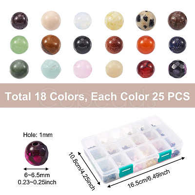 Yilisi 450Pcs 18 Colors Natural & Synthetic Gemstone Beads G-YS0001-10-1