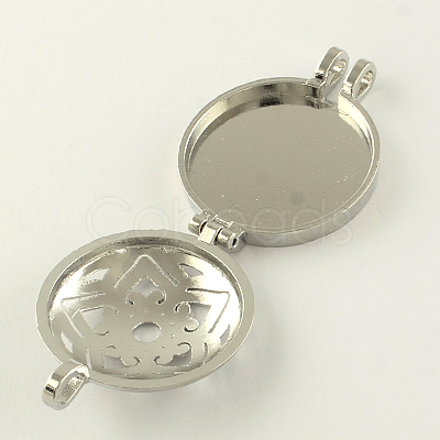 Rack Plating Hollow Brass Diffuser Locket Pendants KK-S662-P-1