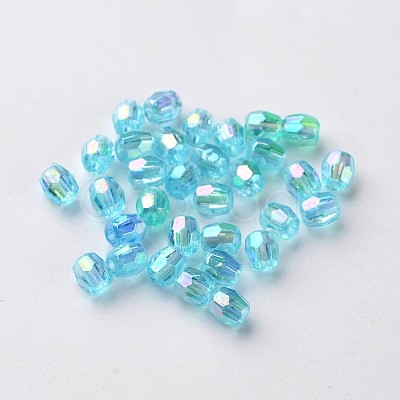 AB Color Plated Eco-Friendly Transparent Acrylic Barrel Beads TACR-L002-4mm-25-1