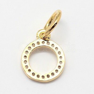 CZ Brass Micro Pave Cubic Zirconia Circle Charms ZIRC-L018-11-1