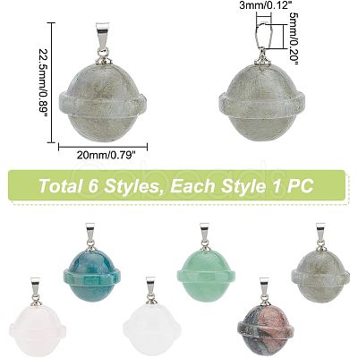 Unicraftale 6Pcs 6 Styles Natural Mixed Stone Pendants FIND-UN0001-38-1