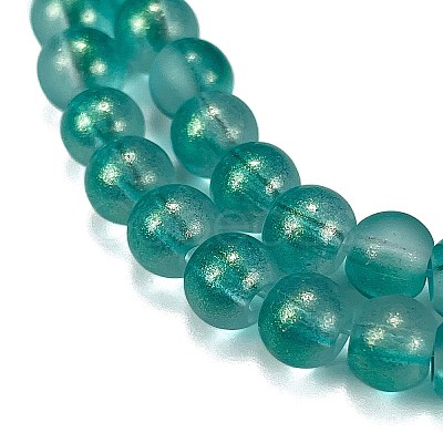 Frosted Transparent Glass Bead Strands GLAA-P065-6mm-08-1