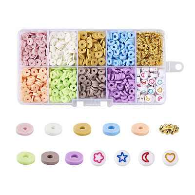 Beadthoven 7790Pcs Flat Round Handmade Polymer Clay Beads CLAY-BT0001-01-1