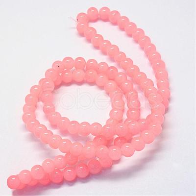 Baking Painted Imitation Jade Glass Round Bead Strands DGLA-Q021-6mm-03-1