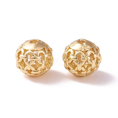 Brass Hollow Round Beads KK-P226-21CG-1