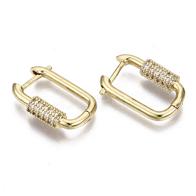 Brass Micro Pave Cubic Zirconia Huggie Hoop Earring EJEW-T046-010B-NF-1