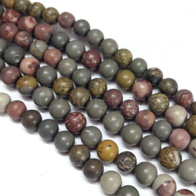 Natural Dendritic Jasper Beads Strands X-G-H1632-6MM-1