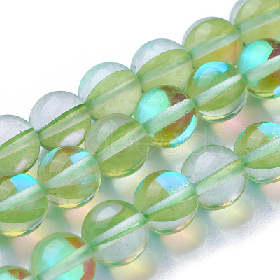 Synthetic Moonstone Beads Strands G-F143-6mm-12-1