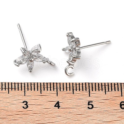 Brass Micro Pave Cubic Zirconia Studs Earring Findings KK-K364-03P-1