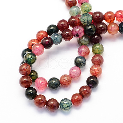 Round Natural Agate Beads Strands G-S120-8mm-1