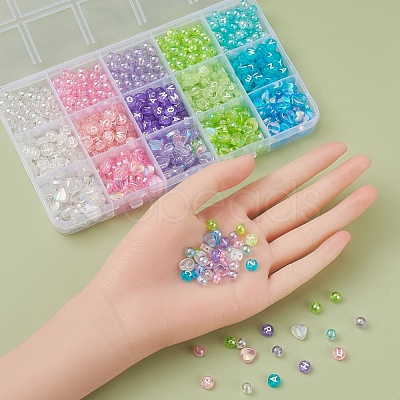 800Pcs 3 Style 5 Colors Transparent Acrylic Beads TACR-YW0001-45-1