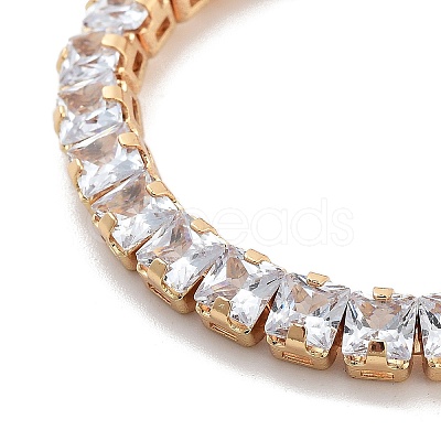 Brass Pave Clear Cubic Zirconia Square Box Chain Slider Bracelets BJEW-B094-10B-G-1