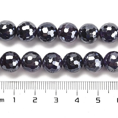 Electroplated Natural Amethyst Round Beads Strands G-L598-A05-03-1