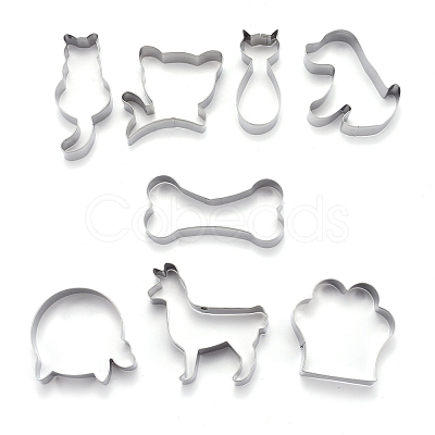 Non-Tarnish Stainless Steel Mixed Cat and Dog Pattern Cookie Candy Food Cutters Molds DIY-H142-10P-1