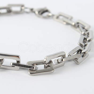 Tarnish Resistant Rectangle 201 Stainless Steel Chain Bracelets X-BJEW-N240-06P-1