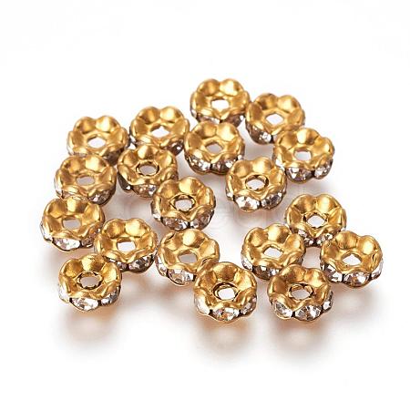 Brass Rhinestone Spacer Beads RB-A014-L8mm-01C-1