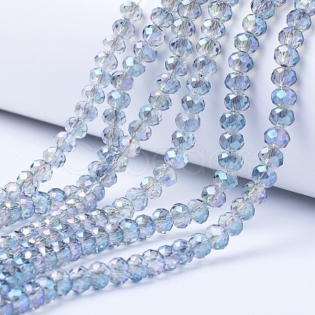 Electroplate Transparent Glass Beads Strands EGLA-A034-T1mm-Y05-1