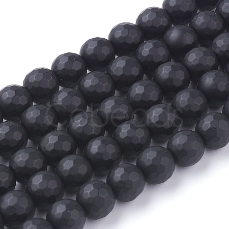 Synthetic Black Stone Beads Strands X-G-C059-8mm-1-1