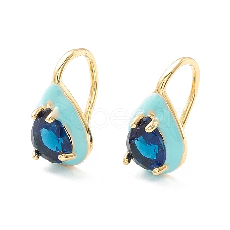 Teardrop Cubic Zirconia Dangle Earrings with Enamel for Women EJEW-P196-01G-03-1