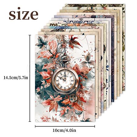 12Pcs Butterfly Flower Clock Theme Scrapbook Paper Pads PW-WG30E9C-01-1