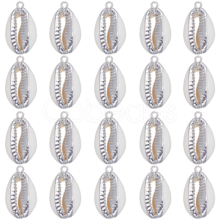SUNNYCLUE 20Pcs Electroplated Natural Cowrie Shell Pendants SHEL-SC0001-30-1