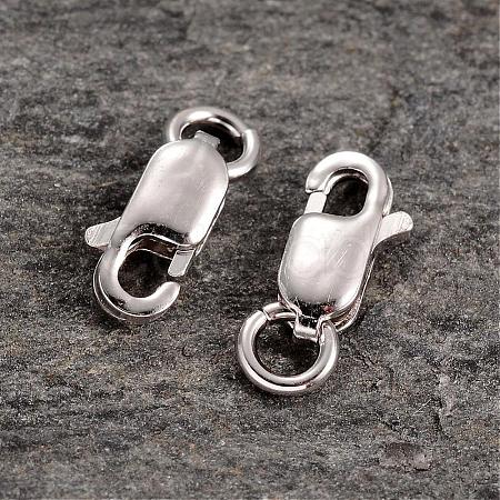 Platinum Plated Sterling Silver Lobster Claw Clasps STER-K014-H154-8mm-P-1