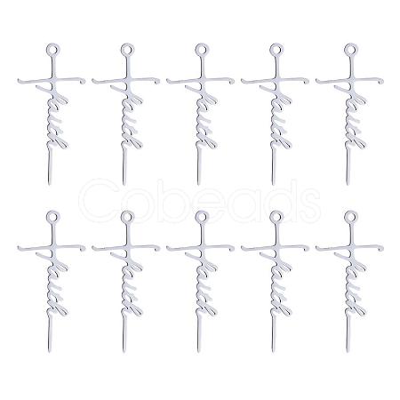 10Pcs Faith Cross Charm Pendant Faith Necklace Charm Stainless Steel Pendant for Necklace Making Christian Religious Jewelry Gifts JX515A-1