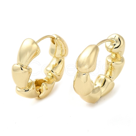 Rack Plating Brass Horn Hoop Earrings for Women EJEW-M228-04G-1
