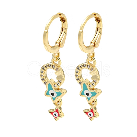 Real 18K Gold Plated Brass Dangle Leverback Earrings EJEW-A033-22G-01-1