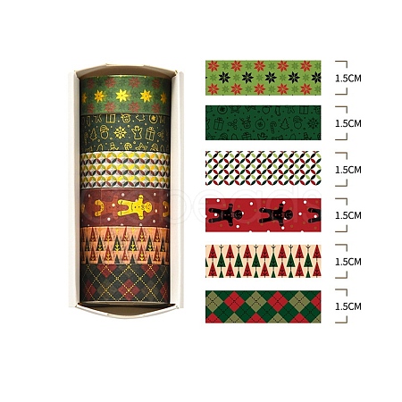 6 Rolls Christmas Paper Decorative Paper Tapes Set STIC-H002-09B-1