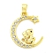 Brass Micro Pave Clear Cubic Zirconia Pendant, The 12 Chinese Zodiac, Mouse, 21x16.5x2.5mm, Hole: 5x2.8mm