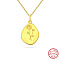 Birth Flower Style 925 Sterling Silver Pendant Necklaces, Real 14K Gold Plated, 17.91 inch(45.5cm)