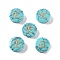 Synthetic Turquoise Beads, with Golden Tone Brass Slices, Flat Round with Letter, Letter E, 15x5.5mm, Hole: 1.4mm