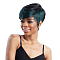 Women's Ombre Wigs, Short & Curly Hair, Heat Resistant High Temperature Fiber, Dark Cyan, 10-1/4 inch(26cm)