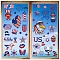 8 Sheets 8 Styles Independence Day PVC Waterproof Wall Stickers, Self-Adhesive Decals, for Window or Stairway Home Decoration, Mixed Shapes, 200x145mm, 1 sheet/style