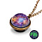 Luminous Glass Planet Pendant Necklace with Antique Golden Alloy Chains, Orchid, 19.69 inch(50cm)