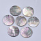 Black Lip Shell Pendants, Flat Round, Gainsboro, 25x1~2mm, Hole: 1.6mm