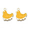 Alloy Enamel Pendants, Cadmium Free & Nickel Free & Lead Free, Light Gold, Hen with Eggs, Gold, 21x17.5x2mm, Hole: 2mm