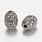 Alloy Rhinestone Beads, Oval, Hematite, 16x12mm, Hole: 2.5mm