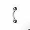 Round 304 Stainless Steel Rhinestone Eyebrow Curved Barbell Rings, Cartilage Earrings, Stainless Steel Color, Jet, 8mm, Pin: 1.2mm