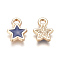 Alloy Enamel Charms, Star, Light Gold, Steel Blue, 9x6.8x1.4mm, Hole: 1mm