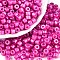 Baking Paint Pearlized Glass Seed Beads, Round Hole, Cylinder, Deep Pink, 4x5.5mm, Hole: 1.8mm, about 2500pcs/pound